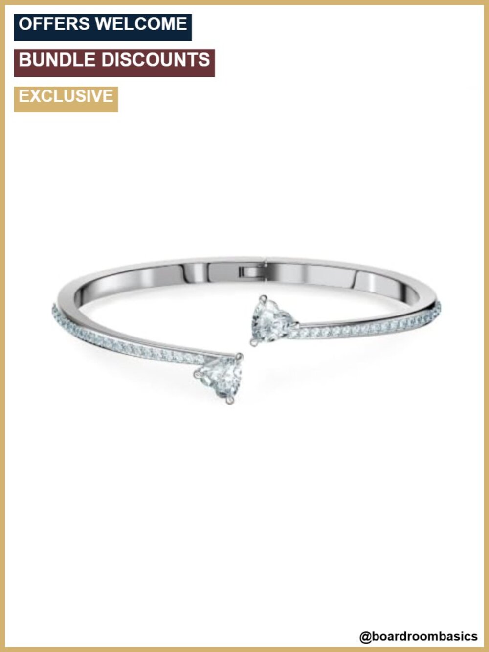 Swarovski Soul Heart Bangle Bracelet Rhodium Finish